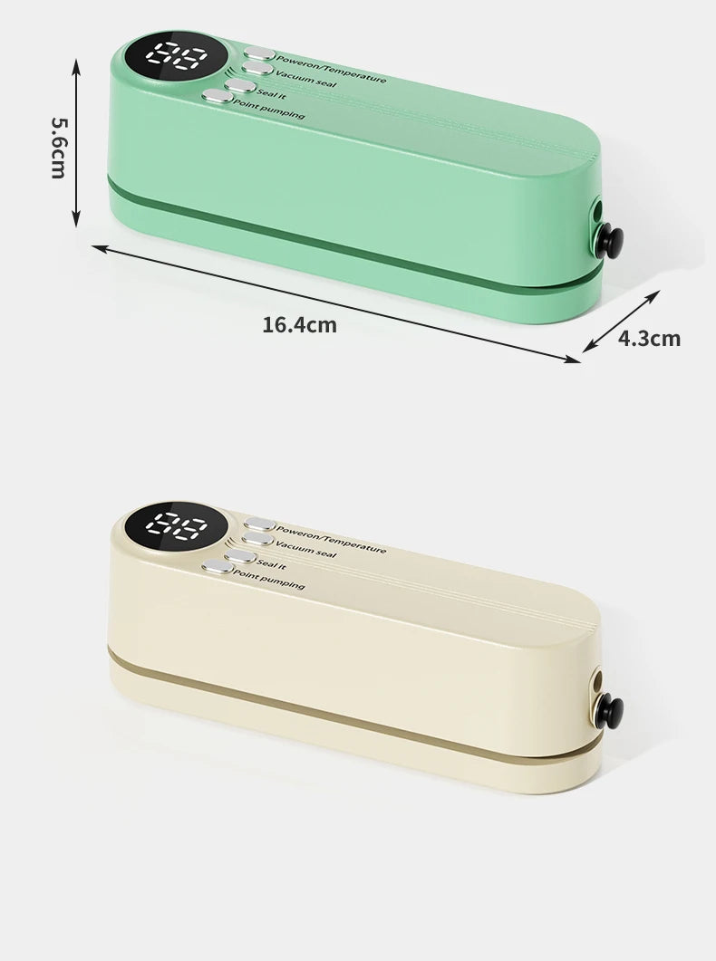 Mini máquina de sellado al vacío inalámbrica totalmente automática con carga, pequeña y portátil para el hogar, para envasar alimentos en plástico.