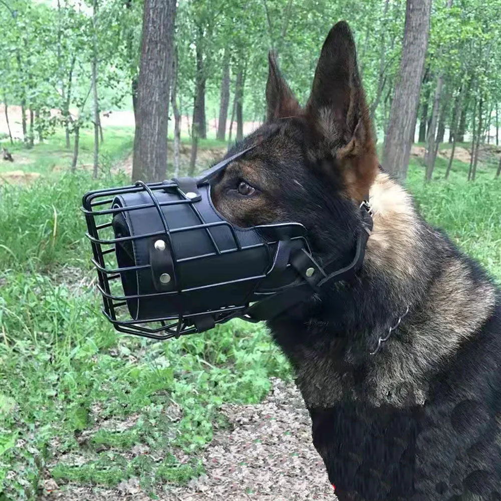 Bozal ajustable de acero inoxidable para perros - Cubierta transpirable anti-mordeduras con hebilla para perros medianos/grandes, permite beber