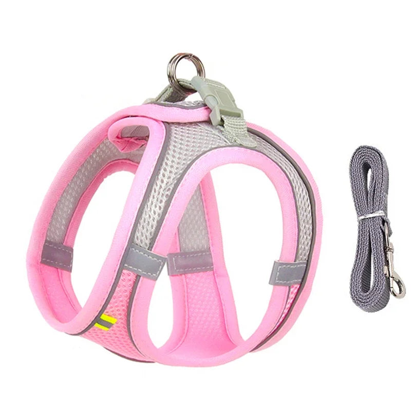 Conjunto de arnés para cachorros, accesorios para perros, arnés ajustable para cachorros y gatos, chaleco para bulldog francés, chihuahua, collar para perros pequeños, correa para mascotas.