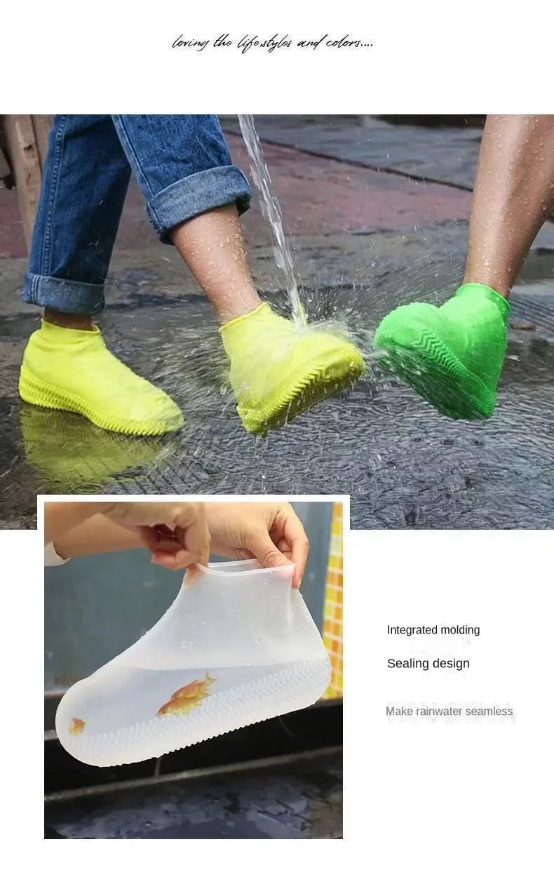 1 par de cubrezapatos impermeables de silicona, resistentes a los labios, de goma, para botas de lluvia, accesorios para exteriores en días lluviosos.