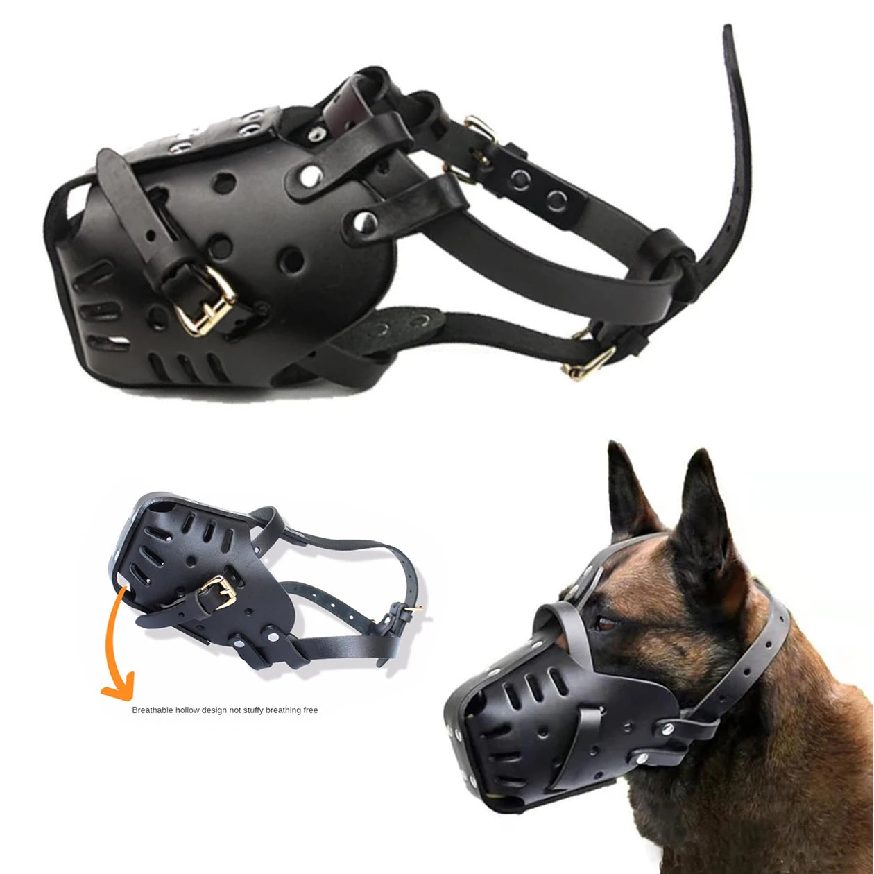 Bozales de cuero para perros, ideales para pastores alemanes y dóberman. Jaulas bucales anti-mordeduras. Máscaras de entrenamiento para perros pequeños y grandes.