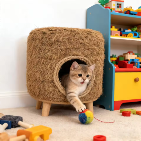 Cama con túnel para gatos