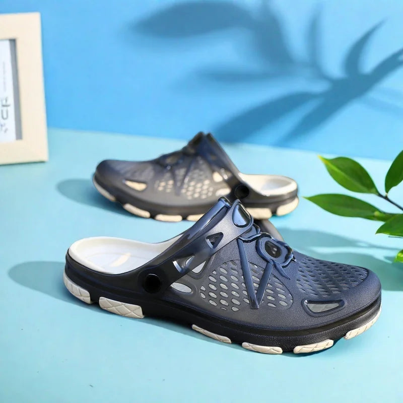 Sandalias ligeras sin cordones para hombre, antideslizantes para interiores, informales para la playa y exteriores, para uso diario, zapatos cómodos sin cordones, zapatos de moda.