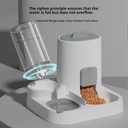 Comedero y bebedero automático 2 en 1 para mascotas: cuenco antiderrame con gran capacidad de almacenamiento de alimentos, dispensador inteligente para gatos y perros.