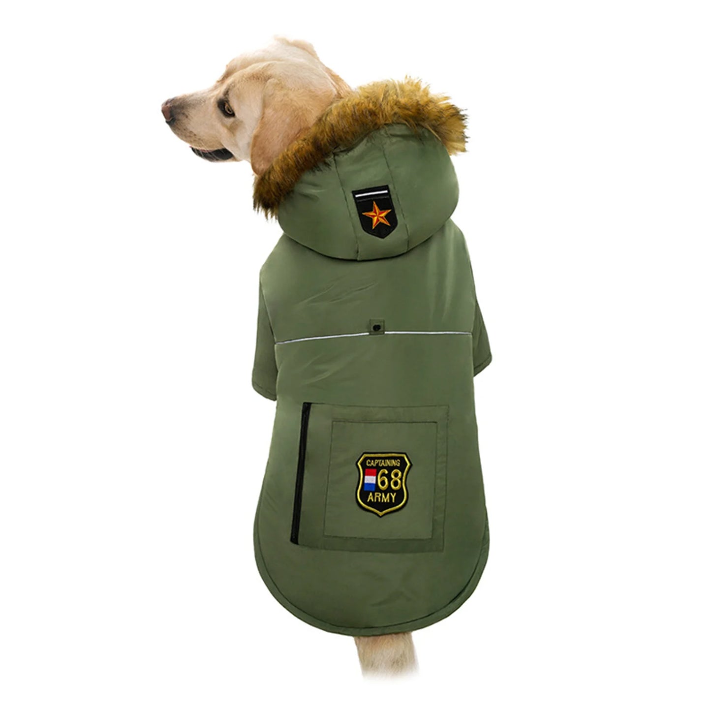 Abrigo de invierno para perros, chaqueta para perros, chaleco reflectante con cuello alto para perros, ropa cálida para perros grandes, impermeable.