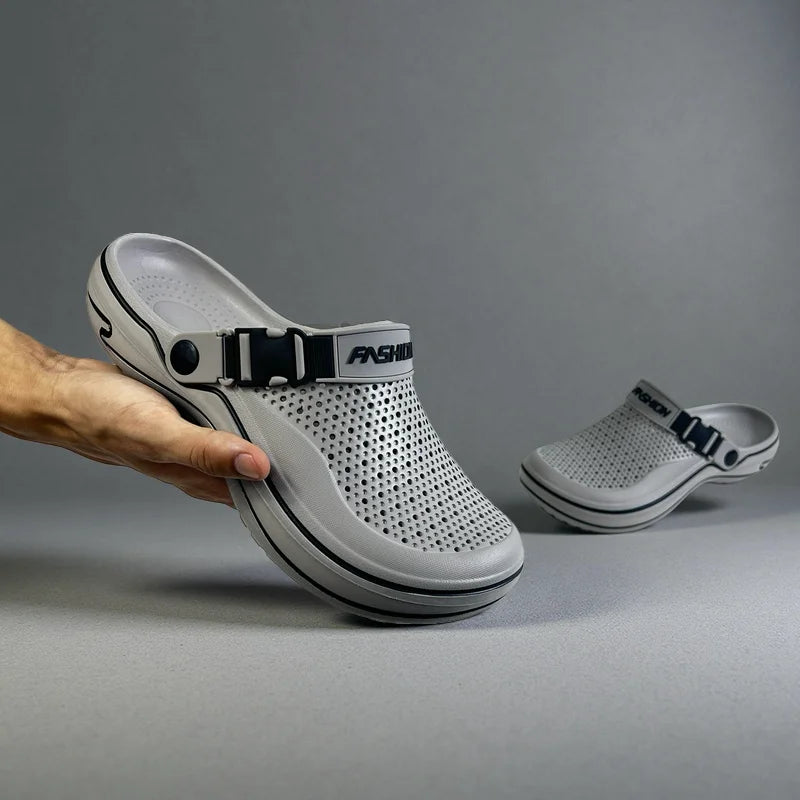 Zapatos transpirables perforados para hombre, pantuflas ligeras y modernas, cómodos para usar en interiores y exteriores.