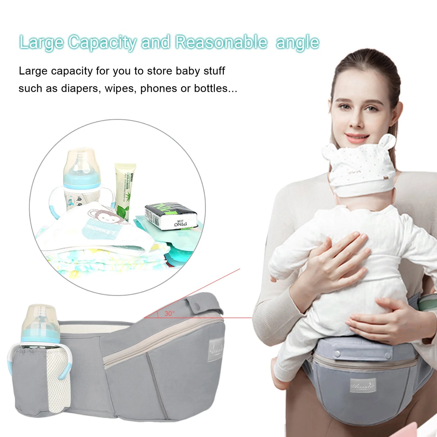 Mochila portabebés ergonómica, portabebés con asiento de cadera para bebé, portabebés frontal tipo canguro ergonómico, fular portabebés, mochila de viaje