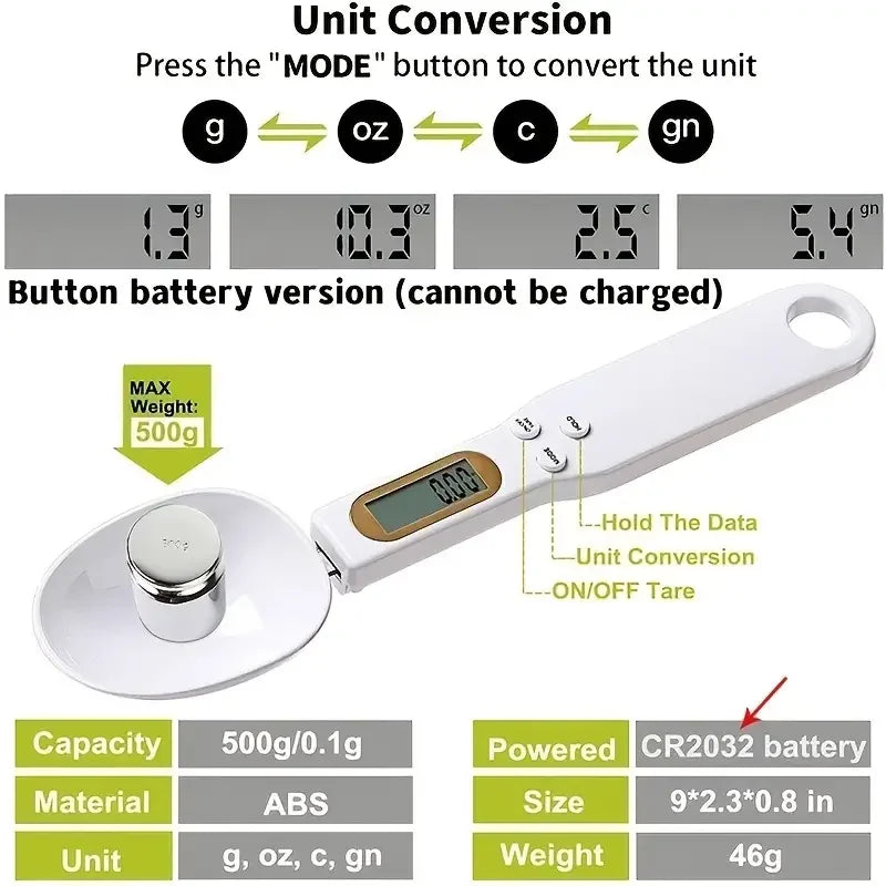 Mini báscula de cocina digital con pantalla LCD, báscula electrónica para alimentos de 0,1 a 500 g para cocinar harina, leche, café en polvo y medir el peso.