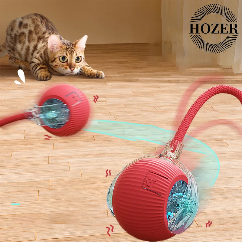 Pelota interactiva para gatos con 3 modos, bola rodante automática, juguetes con cola sintética, recargable, juguete eléctrico inteligente para mascotas, entrenamiento para gatos, imitación de ratón.