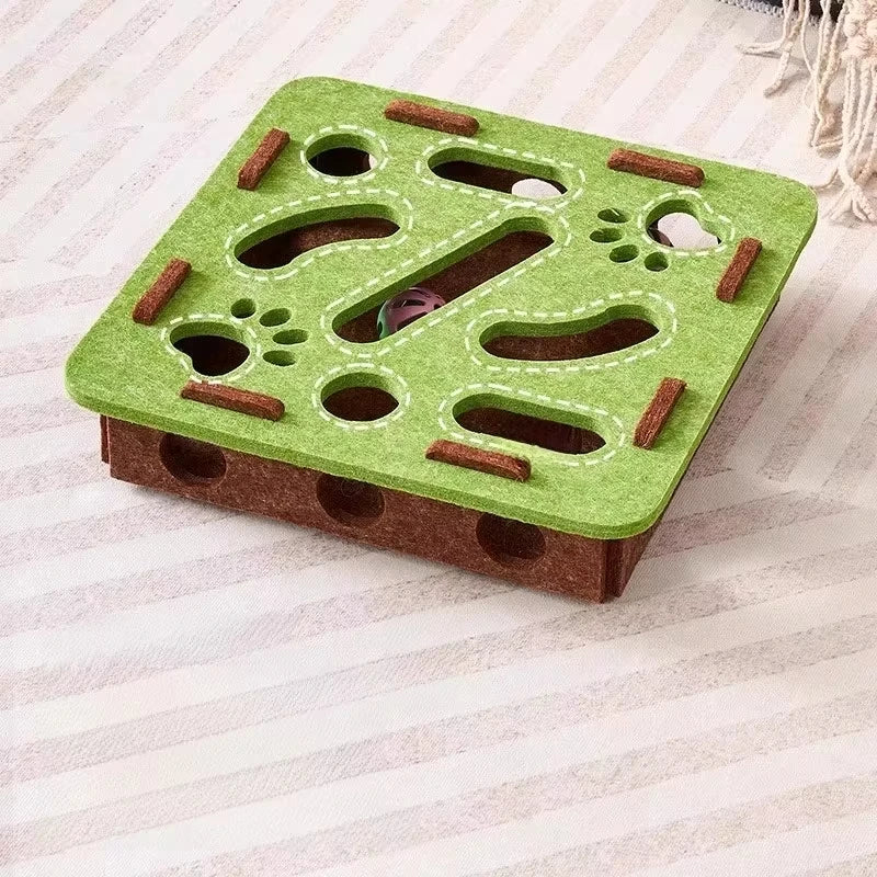 Juguete rompecabezas para gatos, caja de rompecabezas de fieltro, juguete de ejercicio para gatos con pelota, entretenimiento deportivo para interiores, juguetes de caza para gatos de interior.