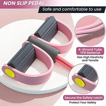 Bandas de resistencia de 4 tubos, polea elástica para yoga, cuerda elástica para entrenamiento de abdomen, cintura y brazos.