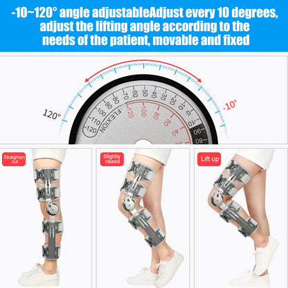 Rodillera articulada con rango de movimiento, rodillera postoperatoria para estabilización y recuperación, para lesiones de LCA, LCM y LCP, soporte ortopédico ajustable para la pierna.