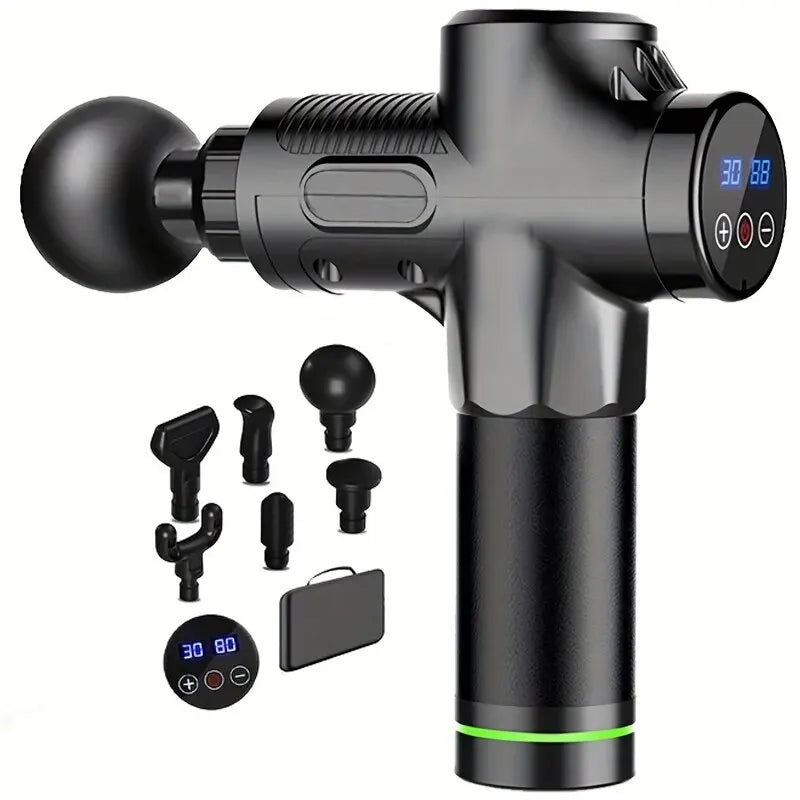 Pistola de masaje de 30 niveles para relajación profunda de la fascia y los músculos. Masajeador corporal y de cuello eléctrico. Equipo de fitness con reducción de ruido. Para hombres y mujeres.