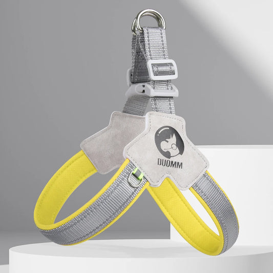 Arnés para perros con correa pectoral, transpirable, de malla, para cuatro estaciones, para pasear perros, tipo silla de montar, collar para perros, suave, reflectante, para la noche, para bulldogs. Artículos para mascotas.