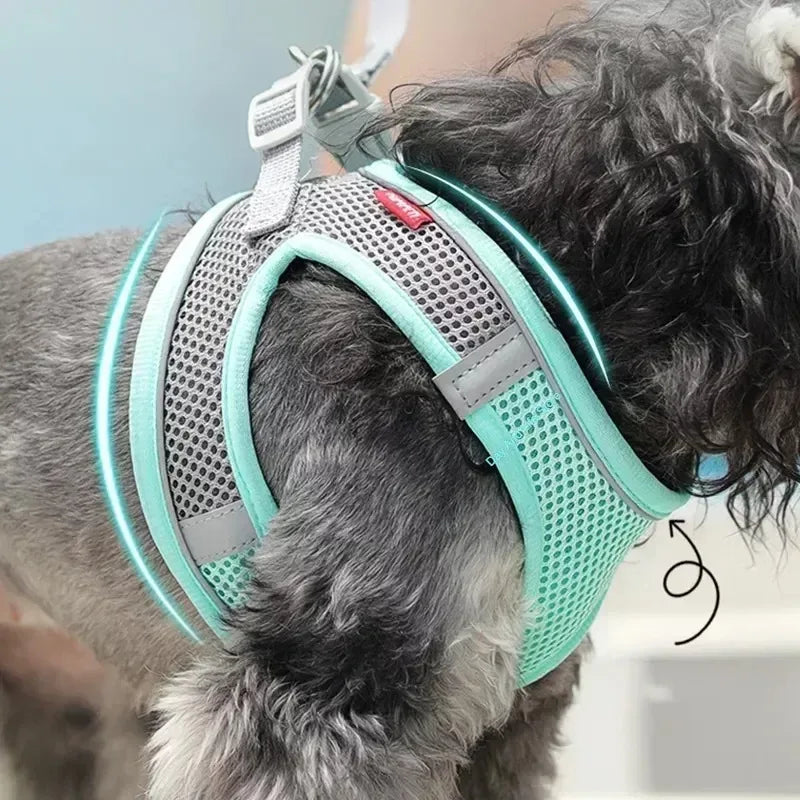 Conjunto de arnés para cachorros, accesorios para perros, arnés ajustable para cachorros y gatos, chaleco para bulldog francés, chihuahua, collar para perros pequeños, correa para mascotas.