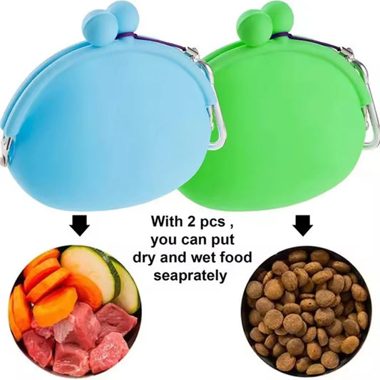 Portable Multi-Functional Silicone Fashionable Dog Treat Pouch for Training Outdoor Multi-functional Pet Snack Bag with Clip