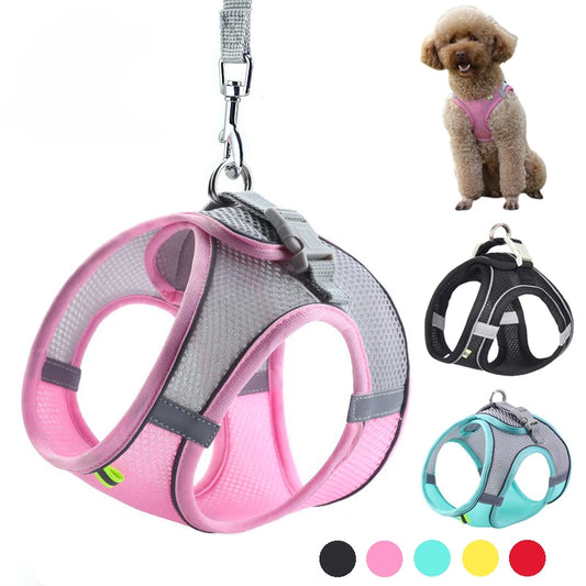 Conjunto de arnés para cachorros, accesorios para perros, arnés ajustable para cachorros y gatos, chaleco para bulldog francés, chihuahua, collar para perros pequeños, correa para mascotas.