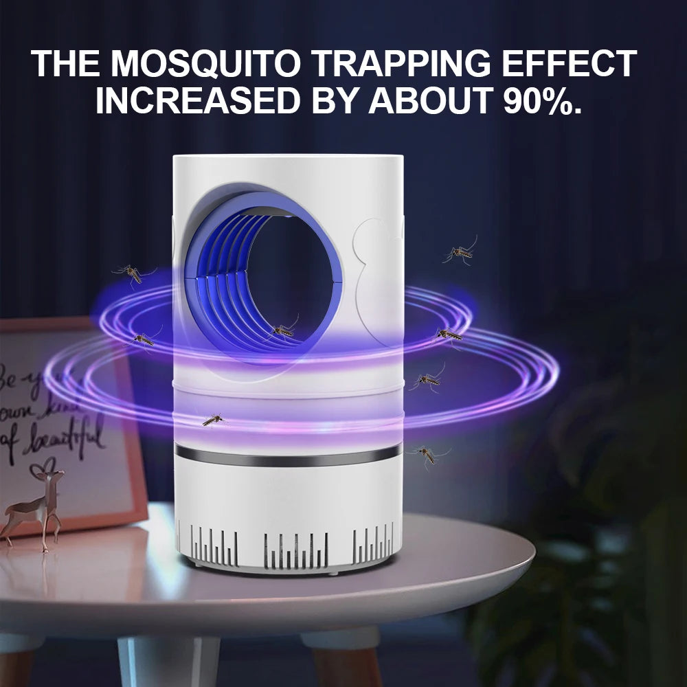 1 unidad de trampa eléctrica para moscas, mosquitos e insectos con luz LED, lámpara de control de plagas pequeñas con fuente de alimentación USB y adaptador.