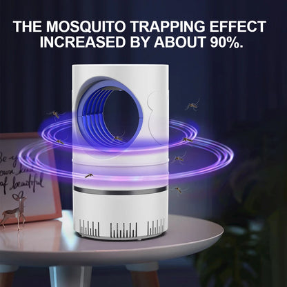 1 unidad de trampa eléctrica para moscas, mosquitos e insectos con luz LED, lámpara de control de plagas pequeñas con fuente de alimentación USB y adaptador.