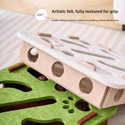 Juguete rompecabezas para gatos, caja de rompecabezas de fieltro, juguete de ejercicio para gatos con pelota, entretenimiento deportivo para interiores, juguetes de caza para gatos de interior.