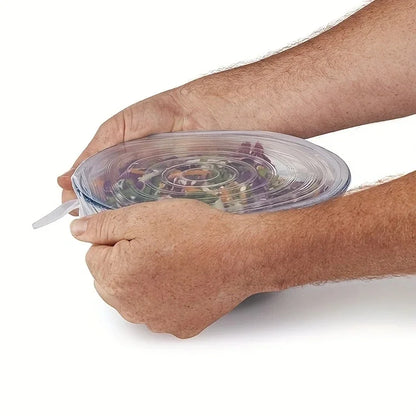 6 tapas elásticas de silicona universales para envases de alimentos, tapas elásticas para tazones, ollas y platos, reutilizables, para conservar la frescura de los alimentos, 6 tamaños.