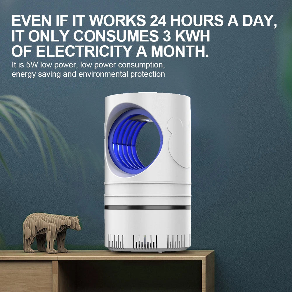 1 unidad de trampa eléctrica para moscas, mosquitos e insectos con luz LED, lámpara de control de plagas pequeñas con fuente de alimentación USB y adaptador.