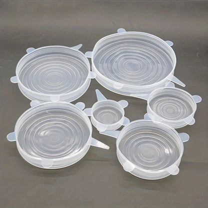 6 tapas elásticas de silicona universales para envases de alimentos, tapas elásticas para tazones, ollas y platos, reutilizables, para conservar la frescura de los alimentos, 6 tamaños.