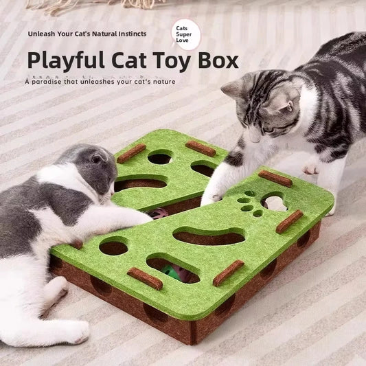 Juguete rompecabezas para gatos, caja de rompecabezas de fieltro, juguete de ejercicio para gatos con pelota, entretenimiento deportivo para interiores, juguetes de caza para gatos de interior.