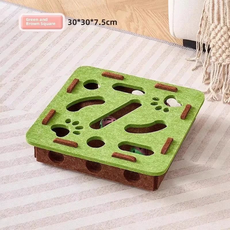 Juguete rompecabezas para gatos, caja de rompecabezas de fieltro, juguete de ejercicio para gatos con pelota, entretenimiento deportivo para interiores, juguetes de caza para gatos de interior.