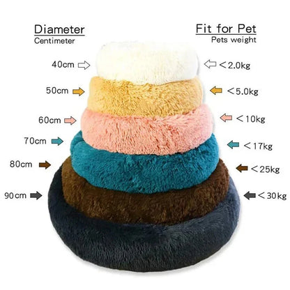 Cama redonda para mascotas de 40-90 cm, 6 tamaños, para perros grandes, cama supersuave para gatos, casa de peluche para perros medianos, casa cálida para dormir en invierno.