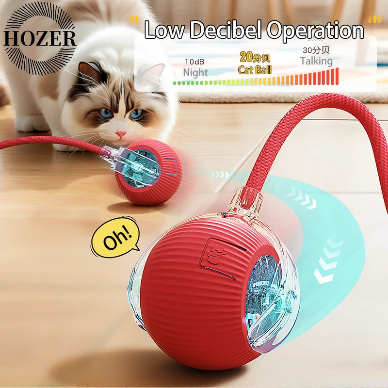 Pelota interactiva para gatos con 3 modos, bola rodante automática, juguetes con cola sintética, recargable, juguete eléctrico inteligente para mascotas, entrenamiento para gatos, imitación de ratón.