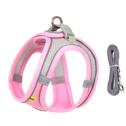 Conjunto de arnés para cachorros, accesorios para perros, arnés ajustable para cachorros y gatos, chaleco para bulldog francés, chihuahua, collar para perros pequeños, correa para mascotas.