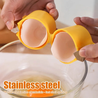 Separador de cáscaras de huevo de acero inoxidable de 3 piezas: pelador rápido y separador de yemas, utensilio de cocina duradero y práctico para hornear, con fácil agarre.