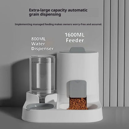 Comedero y bebedero automático 2 en 1 para mascotas: cuenco antiderrame con gran capacidad de almacenamiento de alimentos, dispensador inteligente para gatos y perros.