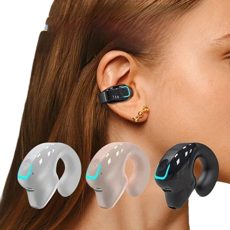 Auriculares inalámbricos Bluetooth con clip, conducción ósea, TWS de alta calidad, deportivos, con cancelación de ruido y micrófono.