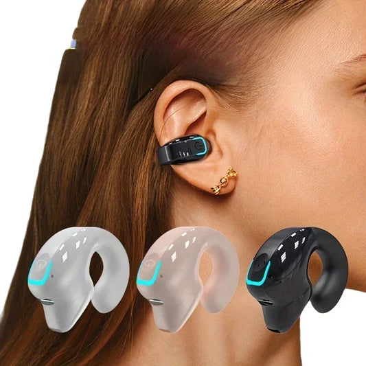 Auriculares inalámbricos Bluetooth con clip, conducción ósea, TWS de alta calidad, deportivos, con cancelación de ruido y micrófono.