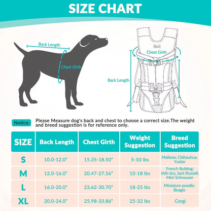 Mochila transportadora para perros, acolchada con esponja gruesa, frontal, portátil, ajustable, manos libres.