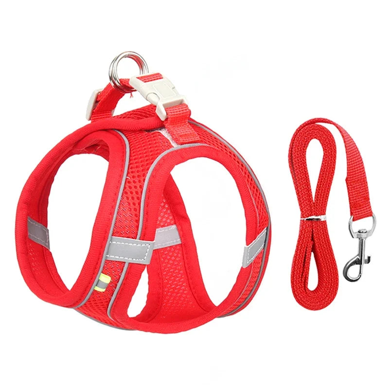 Conjunto de arnés para cachorros, accesorios para perros, arnés ajustable para cachorros y gatos, chaleco para bulldog francés, chihuahua, collar para perros pequeños, correa para mascotas.