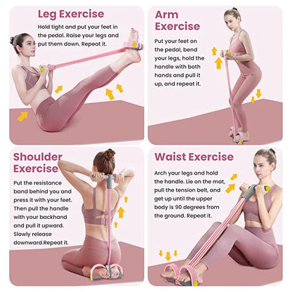 Bandas de resistencia de 4 tubos, polea elástica para yoga, cuerda elástica para entrenamiento de abdomen, cintura y brazos.