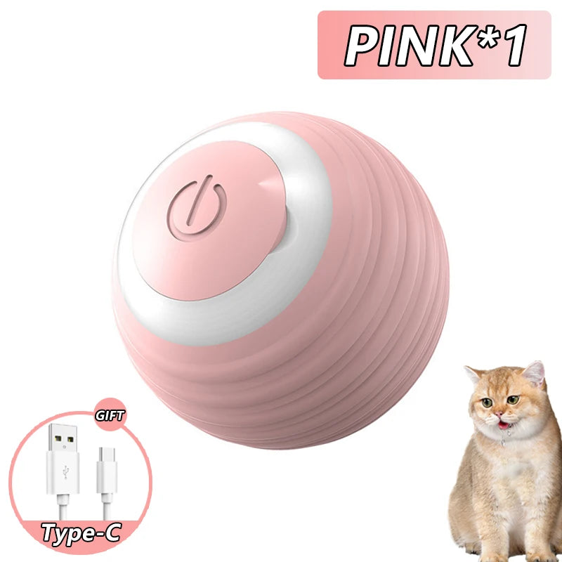 Pelota interactiva para gatos con 3 modos, bola rodante automática, juguetes con cola sintética, recargable, juguete eléctrico inteligente para mascotas, entrenamiento para gatos, imitación de ratón.