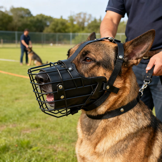 Bozal ajustable de acero inoxidable para perros - Cubierta transpirable anti-mordeduras con hebilla para perros medianos/grandes, permite beber