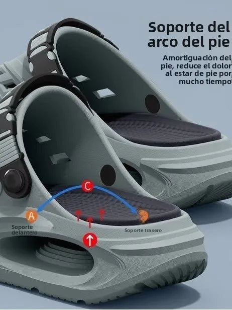 Zapatillas de verano para hombre con soporte para el arco del pie, con orificios especiales, ideales para actividades al aire libre y para estar de pie durante mucho tiempo. Antideslizantes y desodorantes.