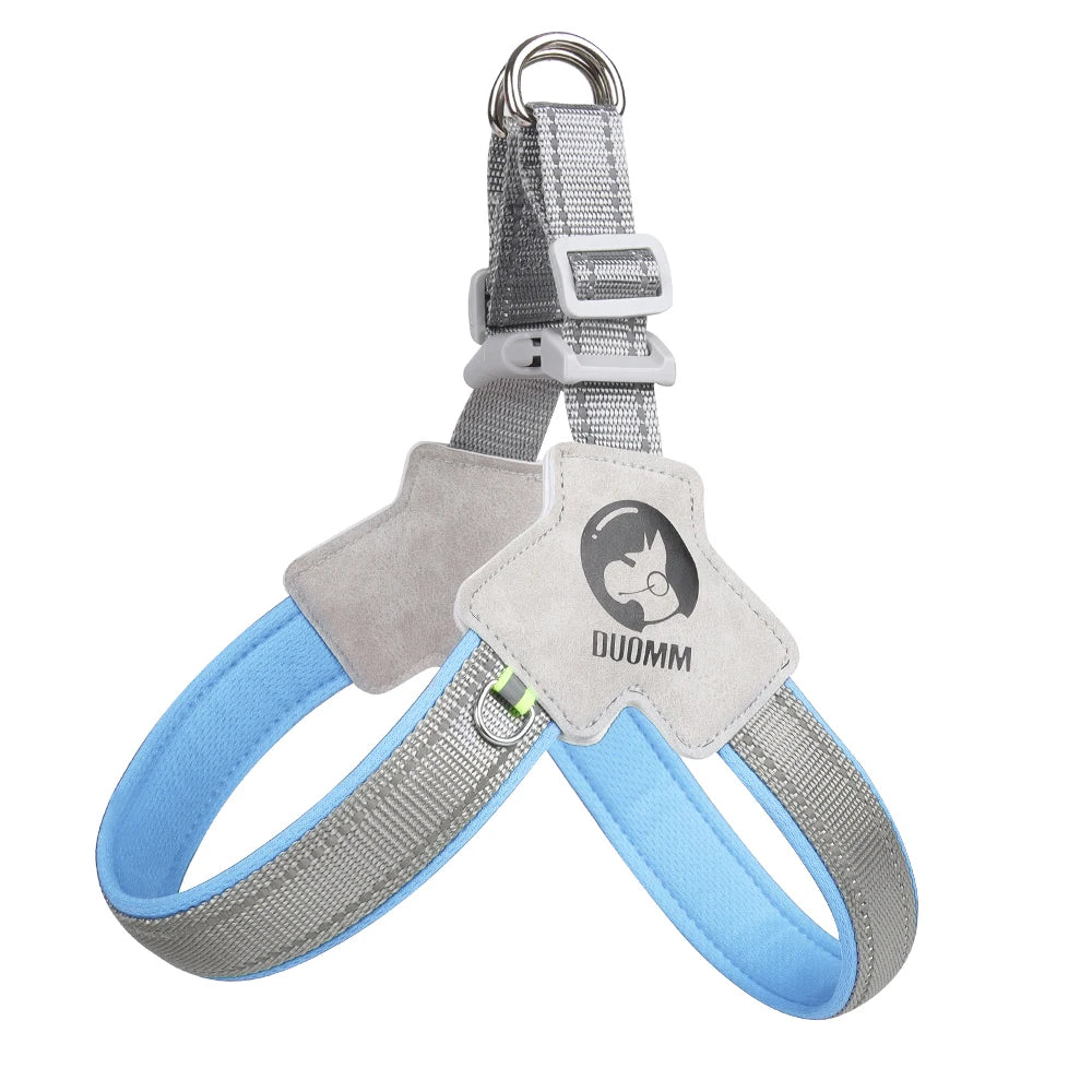 Arnés para perros con correa pectoral, transpirable, de malla, para cuatro estaciones, para pasear perros, tipo silla de montar, collar para perros, suave, reflectante, para la noche, para bulldogs. Artículos para mascotas.