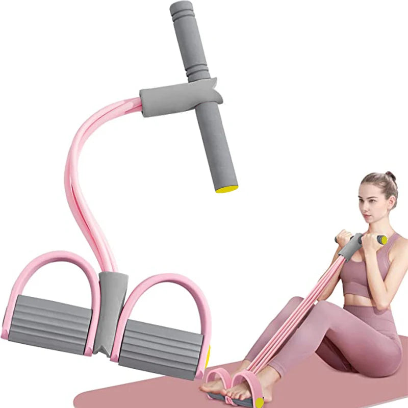Bandas de resistencia de 4 tubos, polea elástica para yoga, cuerda elástica para entrenamiento de abdomen, cintura y brazos.