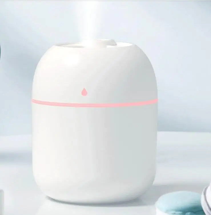 Mini humidificador de aire USB de 250 ml con difusor de aceites esenciales para el hogar y el coche, difusor ultrasónico silencioso con luz LED de colores.