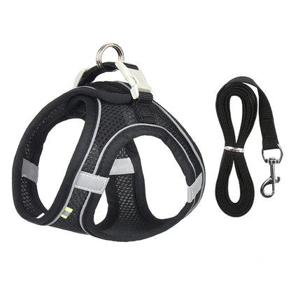 Conjunto de arnés para cachorros, accesorios para perros, arnés ajustable para cachorros y gatos, chaleco para bulldog francés, chihuahua, collar para perros pequeños, correa para mascotas.