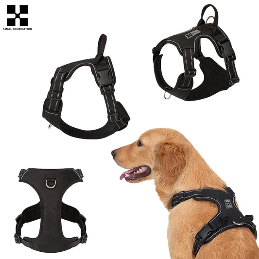 Arnés para perros PEQUEÑO COMBINADO Antitirones Reflectante Arnés de pecho ajustable para perros pequeños, medianos y grandes para paseos al aire libre