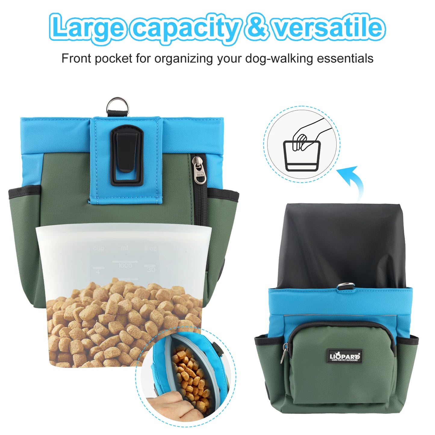 Bolsa para premios para perros en oferta, ideal para entrenamiento y paseos. Bolsa portátil para snacks de mascotas con cinturón. Resistente al agua.