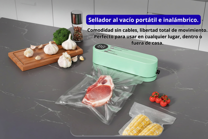 Mini máquina de sellado al vacío inalámbrica totalmente automática con carga, pequeña y portátil para el hogar, para envasar alimentos en plástico.