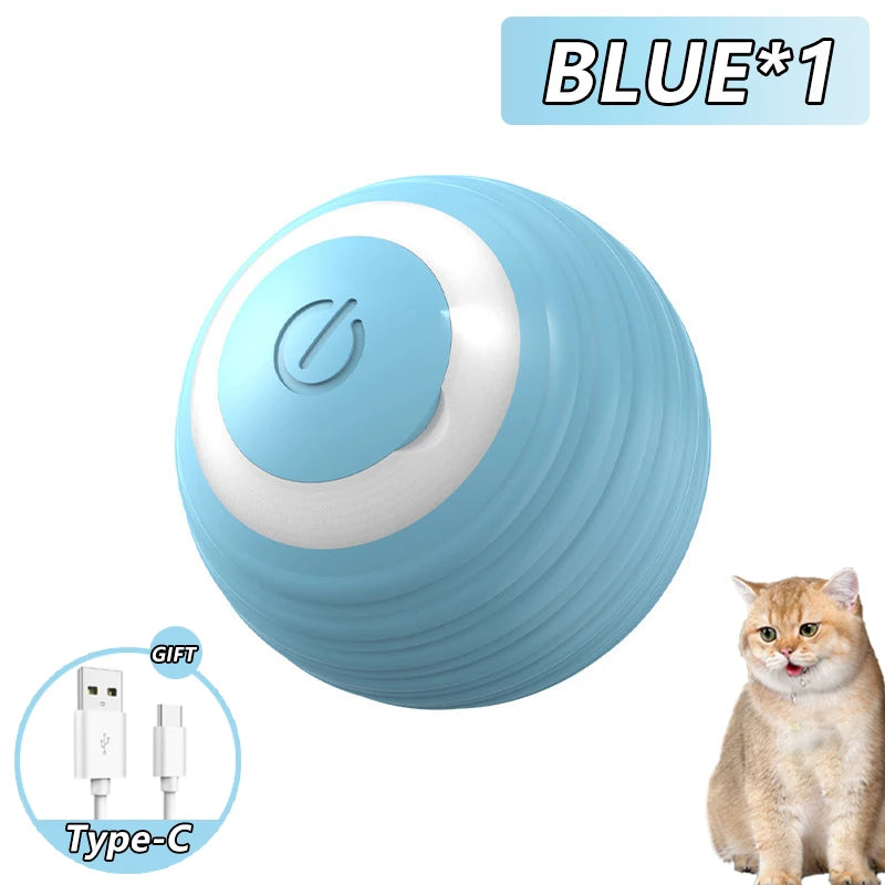 Pelota interactiva para gatos con 3 modos, bola rodante automática, juguetes con cola sintética, recargable, juguete eléctrico inteligente para mascotas, entrenamiento para gatos, imitación de ratón.